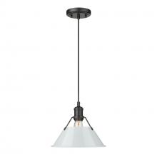  3306-M BLK-DB - Orwell BLK Medium Pendant - 10" in Matte Black with Dusky Blue shade